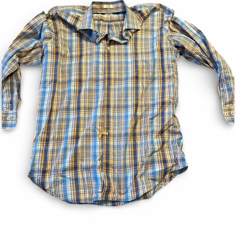 Peter Millar Blue and Yellow Checkered Shirt